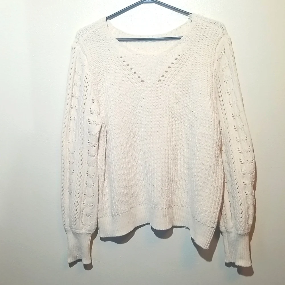 Maurice's ivory/white pullover knitted sweater size Large. - Picture 1 of 7